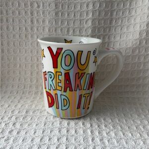 Our Name Is Mud You Freaking Did It! Colorful Celebration Ceramic Mug NWT 16 Oz.